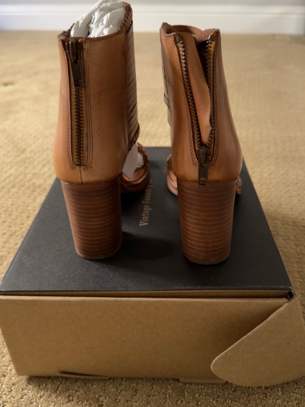 Fringed Tan Block Heel Sandal - Women - Picture 3 of 4